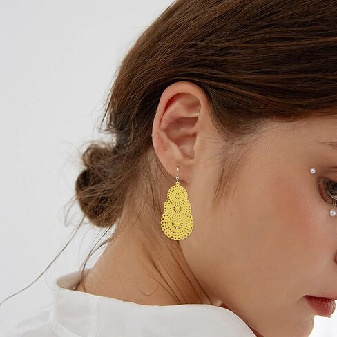 Fashion Colorful Hoop-shaped Hollow Lightweight Dangle Earrings Hypoallergenic Bohemian Boho Style Danglers Dangling Eardrop Earrings For Women Girls in Saudi Arabia