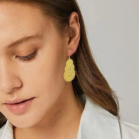 Fashion Colorful Hoop-shaped Hollow Lightweight Dangle Earrings Hypoallergenic Bohemian Boho Style Danglers Dangling Eardrop Earrings For Women Girls in Saudi Arabia