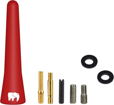 ONE250 2.5" inch Short Copper Core Antenna, Compatible with Ford F-Series (F-150 F-250 F-350 Super Duty Ford Raptor Ranger Trucks 1997-2024) - Designed for Optimized FM/AM Reception (Red) in Saudi Arabia