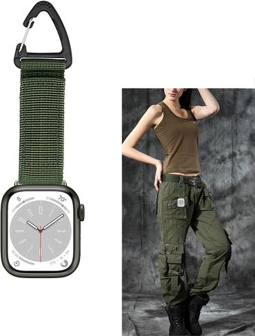 Tactical Duty Belt Keychain for Apple Watch Series Nylon Band | Watch Fob Military Braided Strap for iWatch Series 11 10 9 8 7 6 5 4 3 2 1, Ultra 3 2 1/SE 3 2 1, 38/40/41/42/44/45/46/49mm in Kuwait