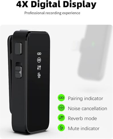ميكروفون لافالير لاسلكي لهواتف iPhone مع خاصية إلغاء الضوضاء، ناقل حركة بطول 100 قدم، عمر بطارية يصل إلى 9 ساعات، ميكروفون لاسلكي لتسجيل الفيديو in Kuwait