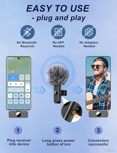 Lavalier Microphone for USB C Android Phone, Wireless Lapel Mic Clip on for Video Recording YouTube Vlog Tiktok Livestream in Saudi Arabia