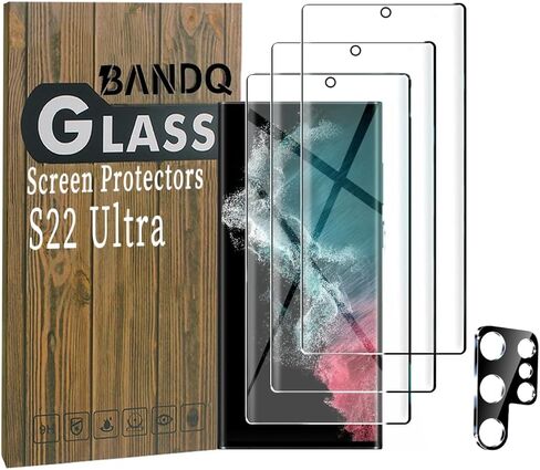 BANDQ 3 عبوات لهاتف Samsung Galaxy S22 Ultra واقي شاشة [3+1 Pack]عبوة واحدة من واقي عدسة الكاميرا من الزجاج المقسى، واقي شاشة من الزجاج المقوى بقوة 9H لهاتف Galaxy S22 Ultra واقي شاشة من الزجاج المقوى in Kuwait