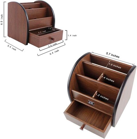 Remote control organizer with drawer, makeup organizers,office pencil holder for desk,wooden multifunctional tabletop storage case YCL828 in Saudi Arabia