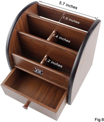 Remote control organizer with drawer, makeup organizers,office pencil holder for desk,wooden multifunctional tabletop storage case YCL828 in Saudi Arabia