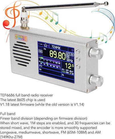 TEF6686 Full Band Radio Receiver, Portable Digital AM FM Stereo Radio with 3.2 Inch LCD Screen, 7000mAh Battery, Dual Speaker, Antenna and Aluminum Alloy Case in Saudi Arabia