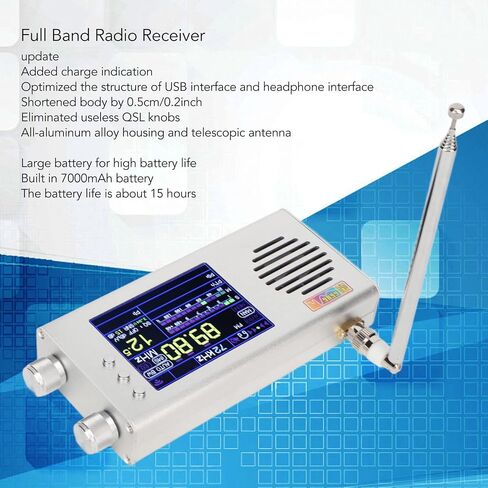 TEF6686 Full Band Radio Receiver, Portable Digital AM FM Stereo Radio with 3.2 Inch LCD Screen, 7000mAh Battery, Dual Speaker, Antenna and Aluminum Alloy Case in Saudi Arabia