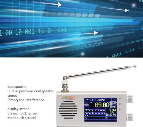 TEF6686 Full Band Radio Receiver, Portable Digital AM FM Stereo Radio with 3.2 Inch LCD Screen, 7000mAh Battery, Dual Speaker, Antenna and Aluminum Alloy Case in Saudi Arabia