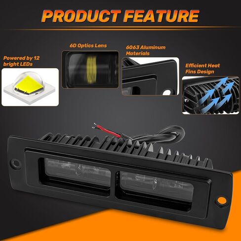 DERI 7 بوصة فلوش ماونت LED القرون، 2PCS 6000LM دافق جبل ضوء بار ماء القيادة ضوء الضباب ضوء عكس الضوء الاحتياطية بقعة ضوء LED ضوء العمل لشاحنة الطرق الوعرة SUV 4x4 ATV UTV in Kuwait