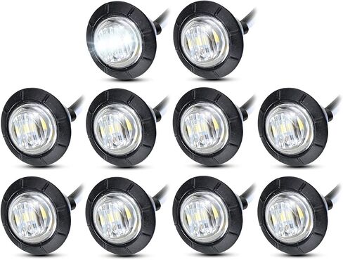 ميركات 3/4 بوصة صغيرة مستديرة بيضاء 3 LED علامة جانبية مختومة فلوش جبل ضوء مقاوم للماء لشاحنة حافلة فان قارب شاحنة 12 فولت تيار مستمر عالمي. in Saudi Arabia