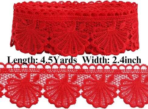 Purple Lace Trim 4.5 Yards Venice Lace Ribbon Flower Scalloped Embroidery Lace Trim for Crafts, Dress, Gift Wrapping, Wedding, Home Decoration in Kuwait