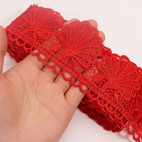 Purple Lace Trim 4.5 Yards Venice Lace Ribbon Flower Scalloped Embroidery Lace Trim for Crafts, Dress, Gift Wrapping, Wedding, Home Decoration in Kuwait