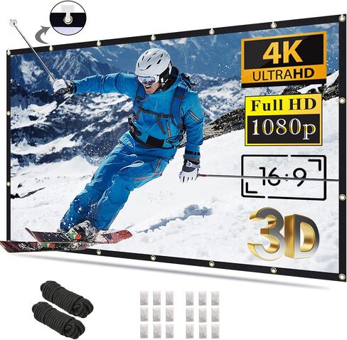 120 Inch Projector Screen, Portable Outdoor Projector Screens 16:9 4K HD，Foldable Anti-Crease Screen for Home Theater Outdoor Indoor in Saudi Arabia