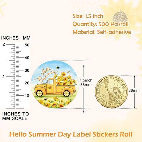 500 قطعة من ملصقات ملصقات Hello Summer، ملصقات يوم صيفي مستديرة مقاس 1.5 بوصة للأطفال، ملصقات عطلة الصيف السعيدة وبطاقات التهنئة، وديكورات صناديق الهدايا، ومفضلات الحفلات، والأظرف المختومة in Kuwait