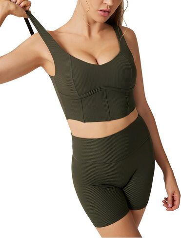 Workout Sets for Women 2 Piece Shorts Matching Set Workout Tank Top High Waist Yoga Leggings Gym Lounge Sets in Saudi Arabia