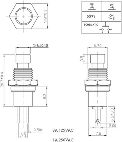 RuoFeng 2 Pins SPST لحظة مفتاح ضغط صغير 1A 250V AC حزمة من 12 (أحمر) in Kuwait