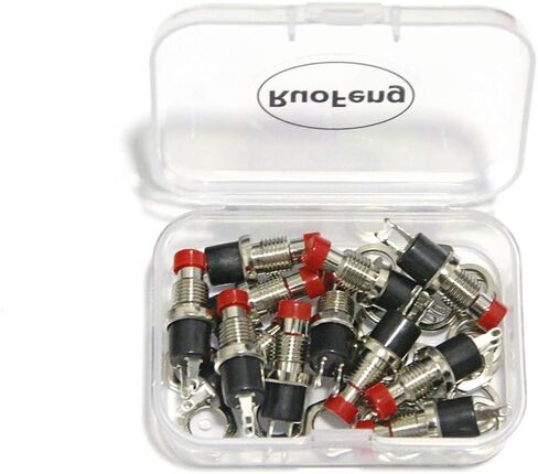RuoFeng 2 Pins SPST لحظة مفتاح ضغط صغير 1A 250V AC حزمة من 12 (أحمر) in Kuwait