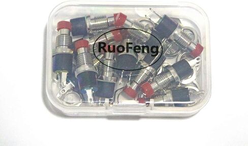 RuoFeng 2 Pins SPST لحظة مفتاح ضغط صغير 1A 250V AC حزمة من 12 (أحمر) in Kuwait