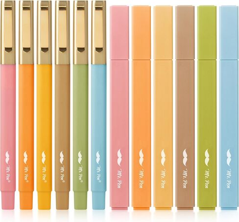 Mr. Pen- Aesthetic Highlighters and Pens No Bleed, 12 Pack, Pastel Color Bible Highlighters No Bleed, Black Ink Bible Pens, Highlighter Pens, No Bleed Highlighters for Bibles, Bible Pens in Saudi Arabia