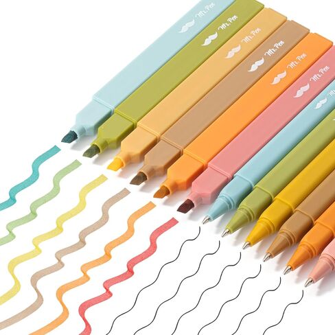 Mr. Pen- Aesthetic Highlighters and Pens No Bleed, 12 Pack, Pastel Color Bible Highlighters No Bleed, Black Ink Bible Pens, Highlighter Pens, No Bleed Highlighters for Bibles, Bible Pens in Saudi Arabia