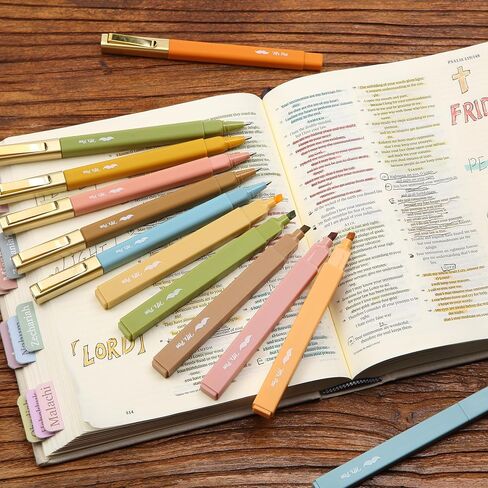 Mr. Pen- Aesthetic Highlighters and Pens No Bleed, 12 Pack, Pastel Color Bible Highlighters No Bleed, Black Ink Bible Pens, Highlighter Pens, No Bleed Highlighters for Bibles, Bible Pens in Saudi Arabia