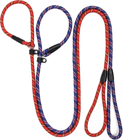 Dog Slip Lead, Extremely Durable Strong Dog Training Leash Rope, 150 cm Long Adjustable Pet Lead Leash for Small Medium Dogs (10-80 lbs) (red+Blue) in Saudi Arabia