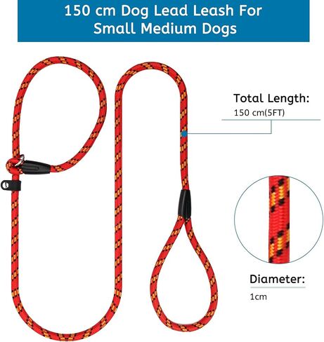 Dog Slip Lead, Extremely Durable Strong Dog Training Leash Rope, 150 cm Long Adjustable Pet Lead Leash for Small Medium Dogs (10-80 lbs) (red+Blue) in Saudi Arabia