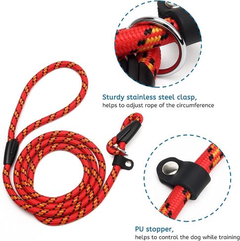 Dog Slip Lead, Extremely Durable Strong Dog Training Leash Rope, 150 cm Long Adjustable Pet Lead Leash for Small Medium Dogs (10-80 lbs) (red+Blue) in Saudi Arabia