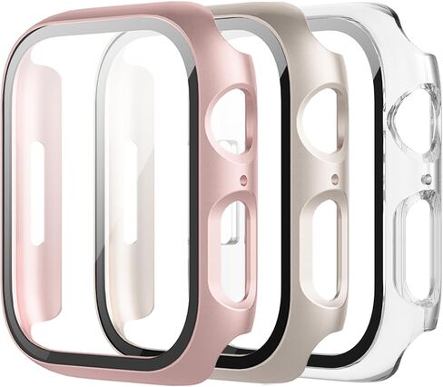 3 Pack Case for Apple Watch 41mm Series 9/8/7 with Tempered Glass Screen Protector, Hard PC Overall Full Protective Bumper Cover for iwatch 41mm in Saudi Arabia