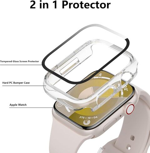 3 Pack Case for Apple Watch 41mm Series 9/8/7 with Tempered Glass Screen Protector, Hard PC Overall Full Protective Bumper Cover for iwatch 41mm in Saudi Arabia