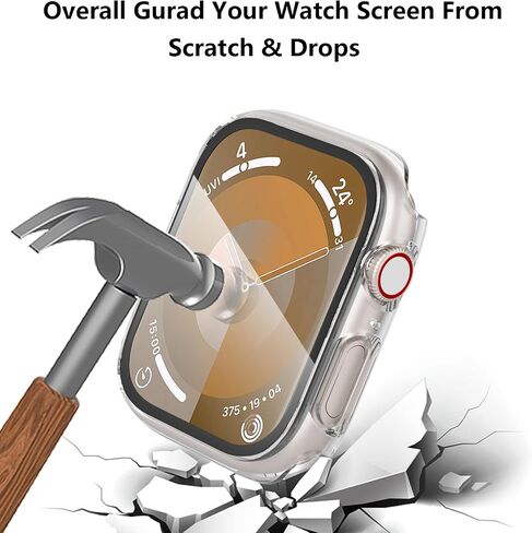 3 Pack Case for Apple Watch 41mm Series 9/8/7 with Tempered Glass Screen Protector, Hard PC Overall Full Protective Bumper Cover for iwatch 41mm in Saudi Arabia