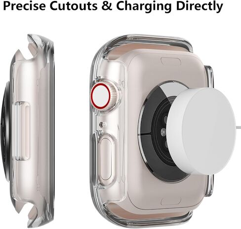 3 Pack Case for Apple Watch 41mm Series 9/8/7 with Tempered Glass Screen Protector, Hard PC Overall Full Protective Bumper Cover for iwatch 41mm in Saudi Arabia
