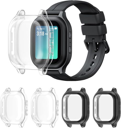 4 عبوات من واقي الشاشة المتوافق مع ساعة Gabb/ساعة Gabb 2 حافظة كاملة وناعمة رفيعة للغاية لساعة Gabb للأطفال، أخضر/أزرق/وردي/ذهبي in Kuwait