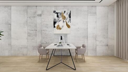 RFDEPOT Abstract Wall Art - Black and White with Golden Accents - 24x36IN - Stretched on Wooden Frame - Easy Installation and Cleaning in Saudi Arabia
