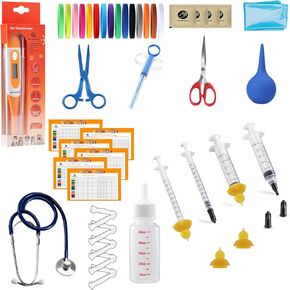 REDDOUDOU Puppy Kitten Whelping Kit, Whelping Kit with Feeding Nipple Bottle Stethoscope Scissors Cord Clamps Aspirator etc Full kit in Kuwait