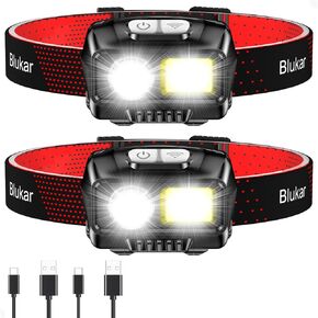Blukar Head Torch Rechargeable,Super Bright LED Headlamp Headlight with 8 Lighting Modes,Motion Sensor Control, Long Battery Life -IPX5 Waterproof for Kids/Adults, Running, Camping, Fishing-Orange red in Kuwait