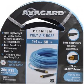 Avagard 1/4 "× 25 'خرطوم هواء البولي يوريثان - خرطوم هوائي خفيف الوزن ومرن ودائم للصناعات والسيارات والبناء والتصنيع ، 300 رطل ، الأوزون ، Kink & Abrasion مقاومة in Kuwait