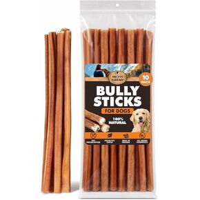 BRUTUS & BARNABY Bully Sticks for Large Dogs - (10-Pack) No Hormones Added and Grain Free, Low Odor Bullie, 12" Bully Bones for Dogs or Puppies in Saudi Arabia