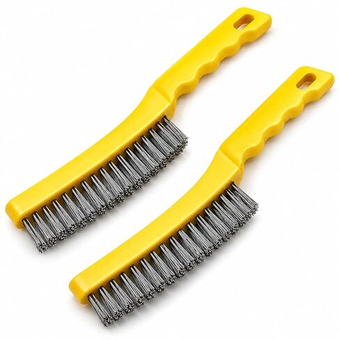 Wire Brush Set, Heavy Duty Stainless Steel Wire Scratch Brushes for Cleaning Rust Remover for Metal with Curved Handles 11 Inch Metal Brushes for Rust & Paint Removal Welding Aluminum（2 Set） in Saudi Arabia