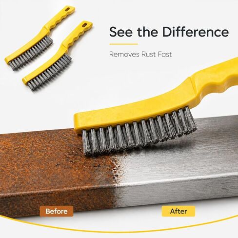 Wire Brush Set, Heavy Duty Stainless Steel Wire Scratch Brushes for Cleaning Rust Remover for Metal with Curved Handles 11 Inch Metal Brushes for Rust & Paint Removal Welding Aluminum（2 Set） in Saudi Arabia