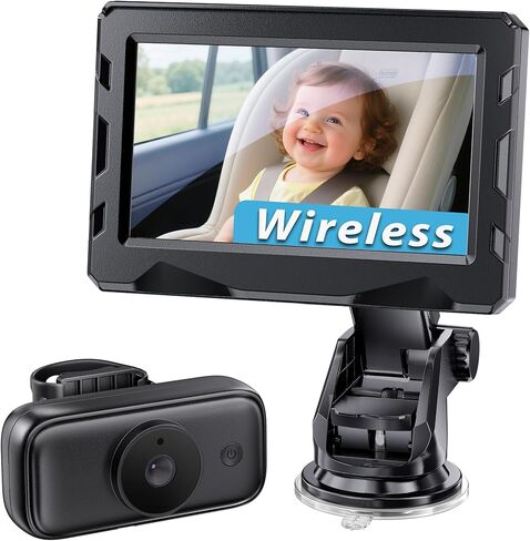 كاميرا سيارة أطفال لاسلكية - عمر بطارية 40 ساعة ورؤية ليلية 940 مل ، و 4.3 '' HD Car Baby Monitor - 1080p video و 360 ° قابلة للتعديل ، كاميرا المقعد الخلفي الخلفي - أساسيات للعائلات حديثي الولادة in Saudi Arabia