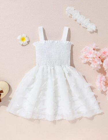 Gaupafmb Toddler Girl Dress Ruffle Sleeveless Summer Dresses Toddler Dress Casual A-line Sundress in Saudi Arabia