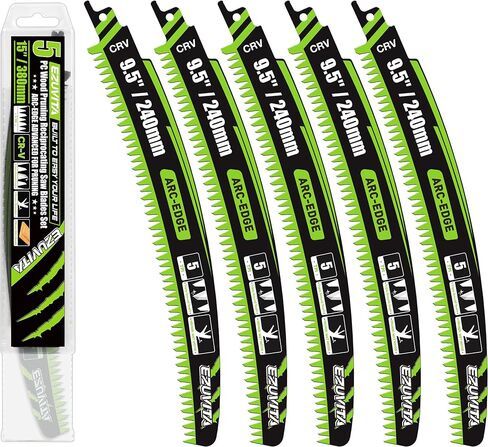 9.5-Inch Arc Curved Reciprocating Saw Blades Set with Storage Box – 5 Pieces, 5 TPI, CR-V Steel for Tree Trimming & Wood Pruning in Saudi Arabia