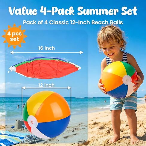 3 otters 4PCS Beach Balls for Kids, 12inch Beach Ball Bulk Inflatable Pool Beach Balls Bulk for Hawaiian Tropical Theme Party Decorations Favors Supplies in Saudi Arabia