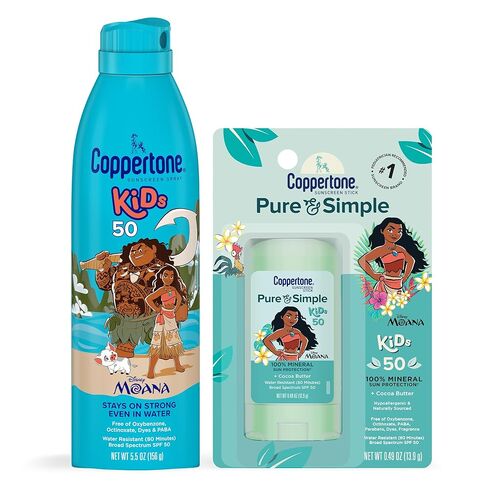 Coppertone Kids Sunscreen Spray SPF 50, Water Resistant Spray Sunscreen for Kids, Free From Oxybenzone, Octinoxate, PABA and Dyes, Pediatrician Recommended Sunblock, 5.5 Oz Can, Pack of 3 in Saudi Arabia
