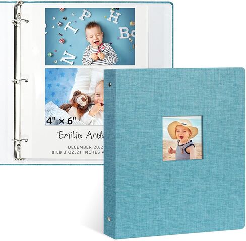Vienrose Photo Album Self Adhesive 3 Ring Binder Photo Albums, Linen Cover Scrapbook Album, Photo Album Book with Sticky Pages Fit 2x3 4x6 5x7 8x10 Photos (Black, 20 Sheets/ 40 Pages) in Saudi Arabia