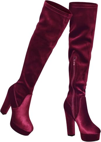 Perphy Platform Vhit High Boot Velvet على أحذية الركبة للنساء in Saudi Arabia