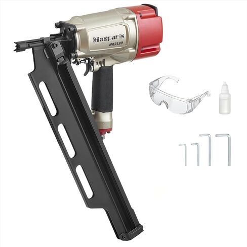 Maxparts Framing Nail Gun NR2190، مجلة 21 درجة، يقبل مسامير تأطير من 2 إلى 3-1/2 بوصة، 200 مسمار وخطاف مجاني مع محرك إطلاق سريع لمنصة التحميل والصناديق. تأطير، المبارزة in Kuwait