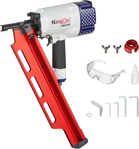 KingOu American Style NR2183 21 Degree Aluminum Magazine Framing Nailer, Pneumatic Framing nail gun, 2-Inch up to 3-1/4-Inch Plastic Collated Full Head Framing Nails, Framing, Wooden House Building in Kuwait