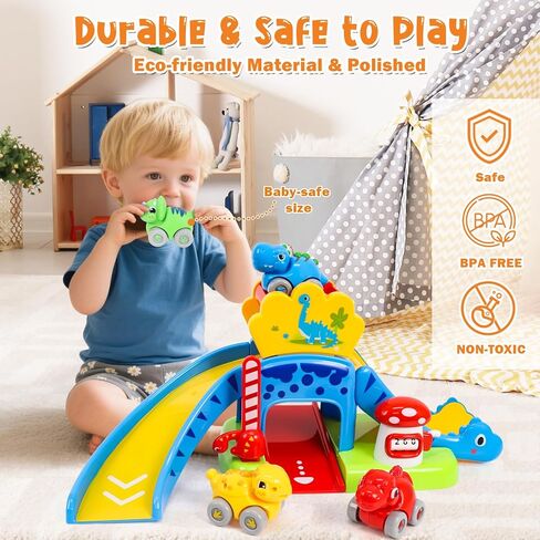 ألعاب YGJT Toddler للأولاد والبنات البالغ من العمر 1-3 سنوات ، شريحة الديناصورات مع 4 سيارات دينو مونتيسوري التي تم تعيينها للطفل من 12 إلى 18 شهرًا ، هدايا عيد الميلاد الأولى التعليمية. in Saudi Arabia